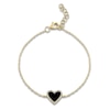 Thumbnail Image 1 of Shy Creation Heart-Shaped Natural Black Onyx & Diamond Bracelet 1/20 ct tw 14K Yellow Gold 7&quot; J-SC55019297