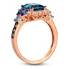 Thumbnail Image 1 of Le Vian Rectangle-Cut Blue Topaz, Tanzanite & Aquamarine Ring 1/2 ct tw Diamonds 14K Strawberry Gold