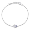 Thumbnail Image 0 of Shy Creation Natural Blue Sapphire & Diamond Hamsa Bracelet 1/15 ct tw 14K White Gold 7" J-SC55005294