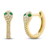 Thumbnail Image 0 of Shy Creation Natural Emerald & Diamond Snake Hoop Earrings 1/10 ct tw 14K Yellow Gold J-SC22008280