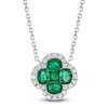 Thumbnail Image 0 of Shy Creation Natural Emerald & Diamond Quatrefoil Necklace 1/8 ct tw 14K White Gold 18" J-SC41002238