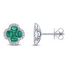 Thumbnail Image 1 of Shy Creation Natural Emerald & Diamond Quatrefoil Earrings 1/3 ct tw 14K White Gold J-SC41002241