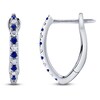 Thumbnail Image 1 of Shy Creation Diamond & Natural Blue Sapphire Tapered Hoop Earrings 1/15 ct tw 14K White Gold J-SC55025211H0.60