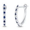 Thumbnail Image 2 of Shy Creation Diamond & Natural Blue Sapphire Tapered Hoop Earrings 1/15 ct tw 14K White Gold J-SC55025211H0.60