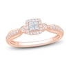 Thumbnail Image 1 of Princess-Cut Quad Diamond Cushion Halo Promise Ring 1/4 ct tw 10K Rose Gold