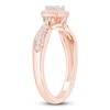 Thumbnail Image 2 of Princess-Cut Quad Diamond Cushion Halo Promise Ring 1/4 ct tw 10K Rose Gold