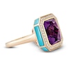 Thumbnail Image 2 of Octagon-Cut Natural Amethyst, Turquoise, Rhodolite Garnet & Diamond Cocktail Ring 1/3 ct tw 14K Rose Gold