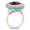 Thumbnail Image 4 of Octagon-Cut Natural Amethyst, Turquoise, Rhodolite Garnet & Diamond Cocktail Ring 1/3 ct tw 14K Rose Gold