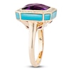 Thumbnail Image 5 of Octagon-Cut Natural Amethyst, Turquoise, Rhodolite Garnet & Diamond Cocktail Ring 1/3 ct tw 14K Rose Gold