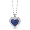 Thumbnail Image 1 of Shy Creation Natural Blue Sapphire & Diamond Heart Necklace 1/4 ct tw 14K White Gold 18&quot; JR55011952