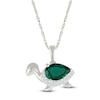 Thumbnail Image 0 of Pear-Shaped Lab-Created Emerald & White Lab-Created Sapphire Turtle Necklace Sterling Silver 18"