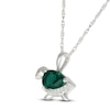 Thumbnail Image 1 of Pear-Shaped Lab-Created Emerald & White Lab-Created Sapphire Turtle Necklace Sterling Silver 18"