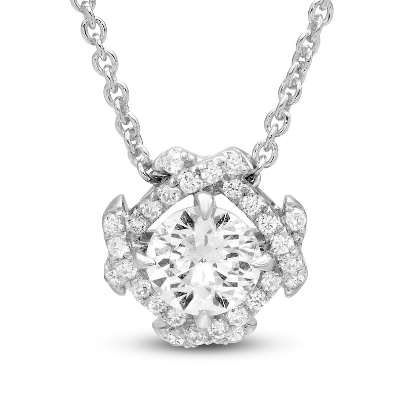 Main Image 1 of Unspoken Diamond Halo Necklace 1-1/4 ct tw 14K White Gold 18&quot;