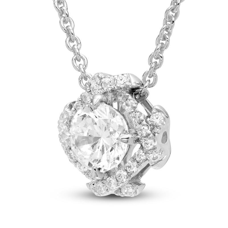 Main Image 2 of Unspoken Diamond Halo Necklace 1-1/4 ct tw 14K White Gold 18&quot;