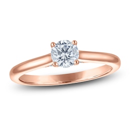 Round-Cut Lab-Created Diamond Solitaire Plus Engagement Ring 1/2 ct tw 18K Rose Gold (VS2/F)