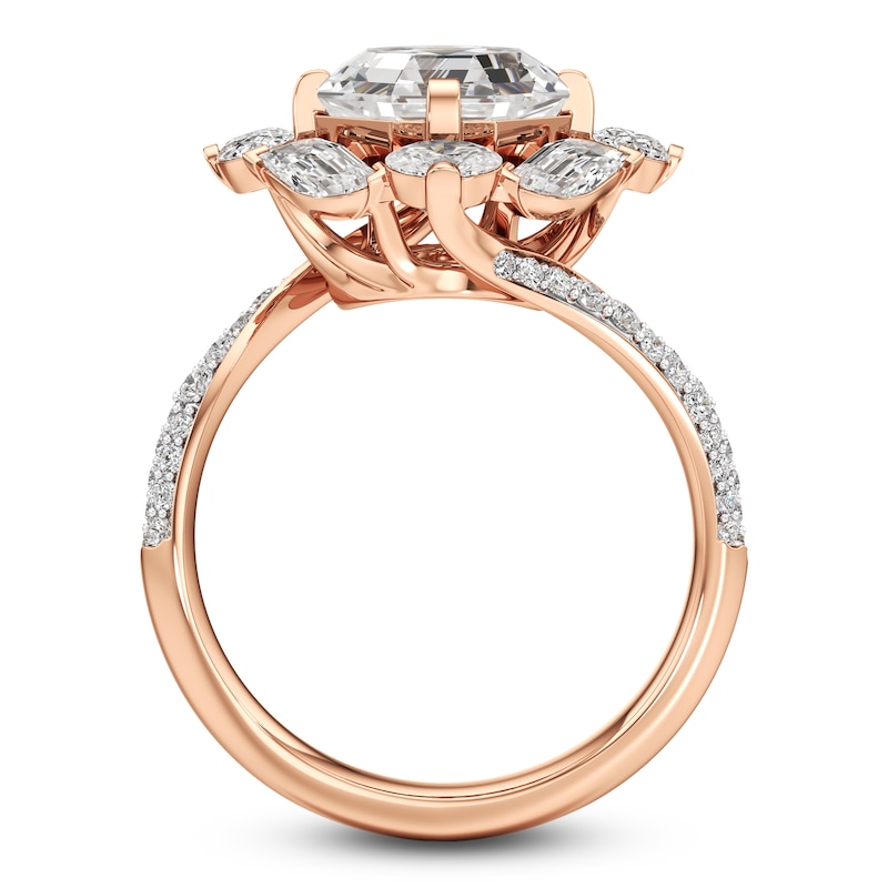 Main Image 2 of J'Lure Octagon Step-Cut Lab-Created Diamond Halo Bypass Engagement Ring 4-1/3 ct tw 18K Rose Gold