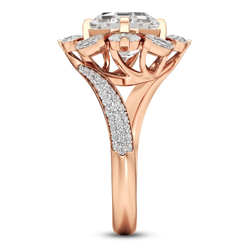 Main Image 3 of J'Lure Octagon Step-Cut Lab-Created Diamond Halo Bypass Engagement Ring 4-1/3 ct tw 18K Rose Gold