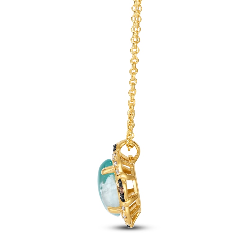 Main Image 2 of Le Vian Oval-Cut Natural Aquaprase Necklace 1/5 ct tw Diamonds 14K Honey Gold 19&quot;