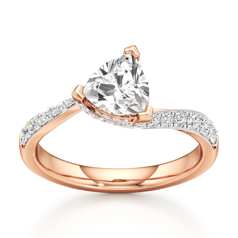 Main Image 1 of J'Lure Trillion Curved Brilliant-Cut Lab-Created Diamond Bypass Engagement Ring 1-1/4 ct tw 18K Rose Gold