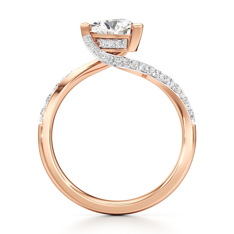 Main Image 2 of J'Lure Trillion Curved Brilliant-Cut Lab-Created Diamond Bypass Engagement Ring 1-1/4 ct tw 18K Rose Gold