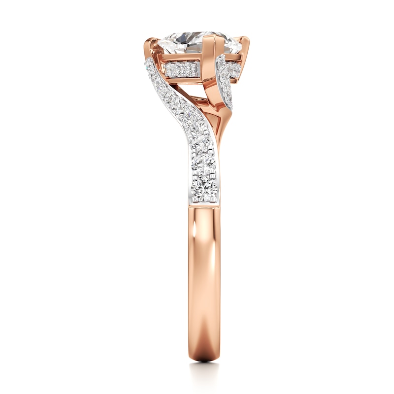 Main Image 3 of J'Lure Trillion Curved Brilliant-Cut Lab-Created Diamond Bypass Engagement Ring 1-1/4 ct tw 18K Rose Gold