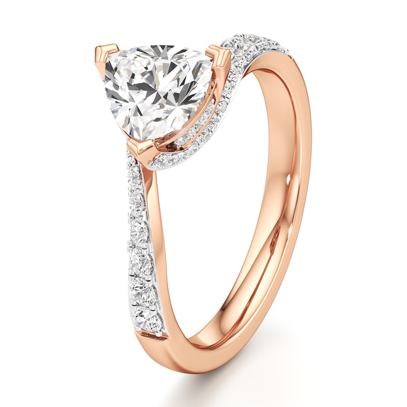 Main Image 4 of J'Lure Trillion Curved Brilliant-Cut Lab-Created Diamond Bypass Engagement Ring 1-1/4 ct tw 18K Rose Gold