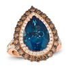 Thumbnail Image 1 of Le Vian Pear-Shaped Blue Topaz Ring 1-3/8 ct tw Diamonds 18K Strawberry Gold