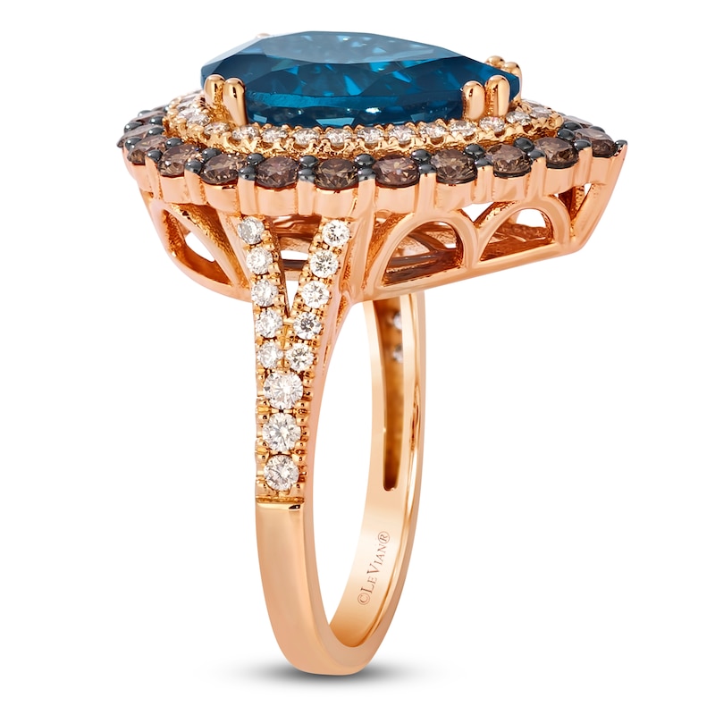 Main Image 3 of Le Vian Pear-Shaped Blue Topaz Ring 1-3/8 ct tw Diamonds 18K Strawberry Gold