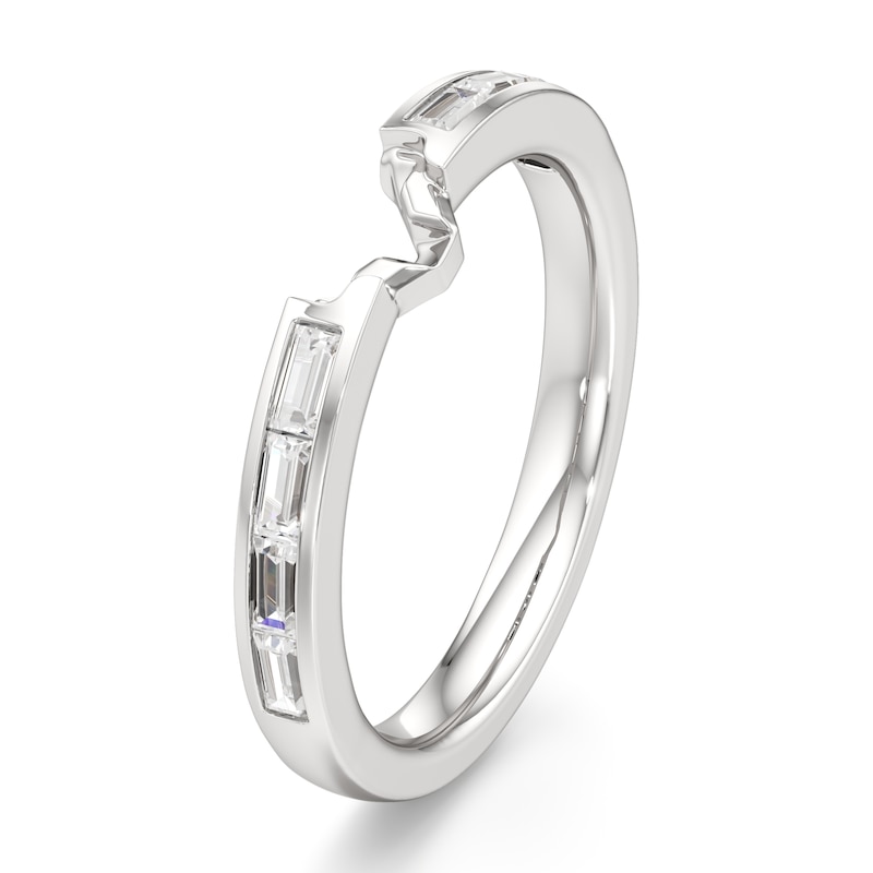 Main Image 4 of J'Lure Baguette-Cut Lab-Created Diamond Contour Wedding Band 1/3 ct tw 18K White Gold