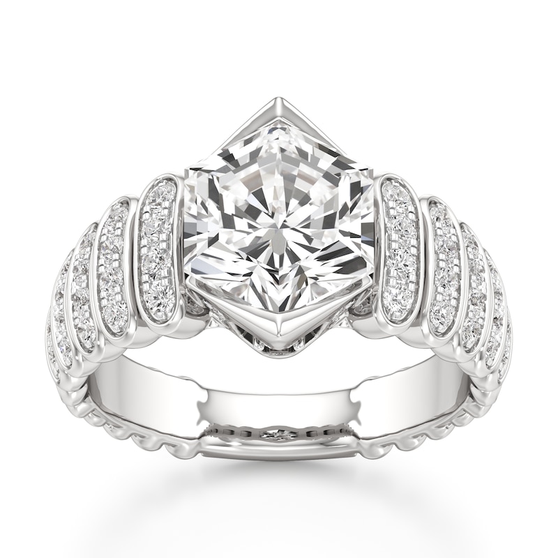 Main Image 1 of J'Lure Hexagon Brilliant-Cut Lab-Created Diamond Engagement Ring 3-1/2 ct tw 18K White Gold