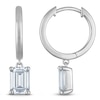 Thumbnail Image 1 of Emerald-Cut Lab-Created Diamond Solitaire Dangle Hoop Earrings 2 ct tw 14K White Gold (SI2/F)