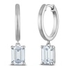 Thumbnail Image 2 of Emerald-Cut Lab-Created Diamond Solitaire Dangle Hoop Earrings 2 ct tw 14K White Gold (SI2/F)