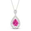 Thumbnail Image 1 of Pear-Shaped Pink Lab-Created Sapphire & Diamond Filigree Necklace 1/10 ct tw Sterling Silver 18&quot;