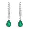 Thumbnail Image 4 of Pear-Shaped Natural Emerald & Diamond Dangle Hoop Earrings 1/4 ct tw 14K White Gold