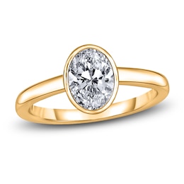 Diamond Solitaire Engagement Ring 2 ct tw Bezel-Set Oval 14K Yellow Gold (I2/I)