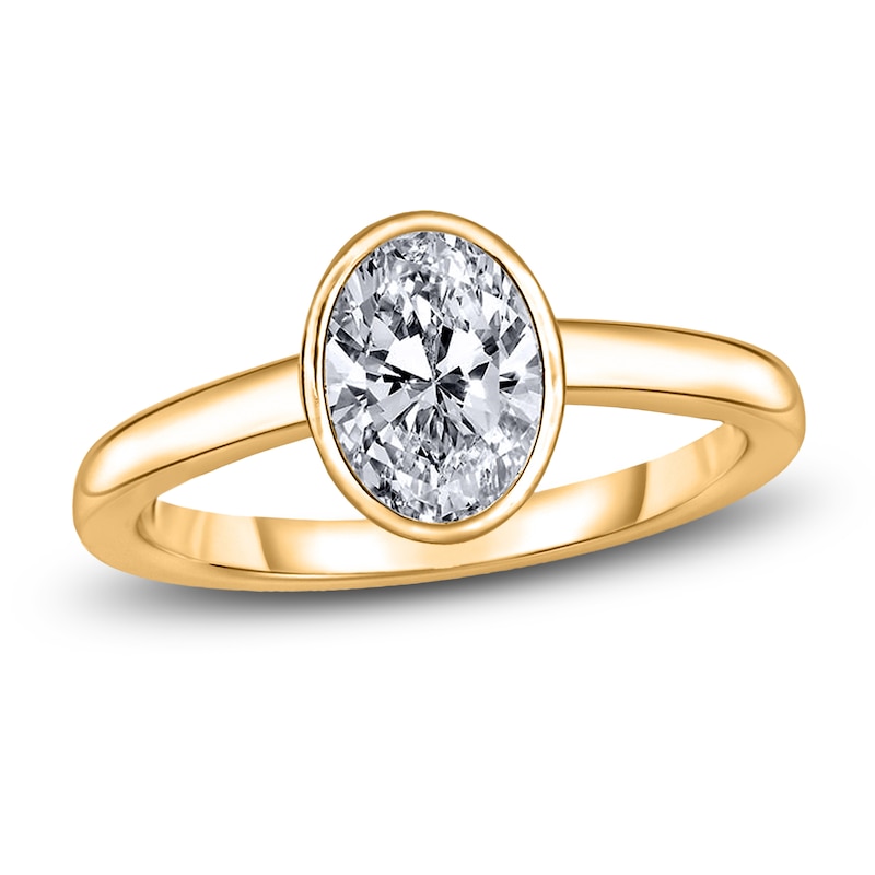 Main Image 1 of Diamond Solitaire Engagement Ring 2 ct tw Bezel-Set Oval 14K Yellow Gold (I2/I)