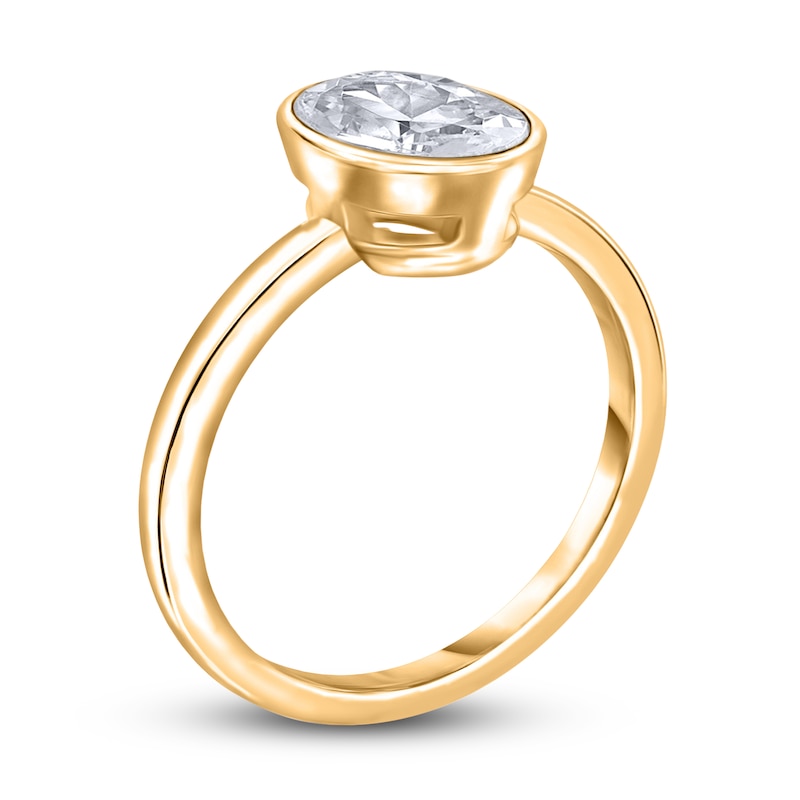 Main Image 2 of Diamond Solitaire Engagement Ring 2 ct tw Bezel-Set Oval 14K Yellow Gold (I2/I)