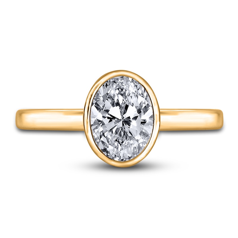 Main Image 3 of Diamond Solitaire Engagement Ring 2 ct tw Bezel-Set Oval 14K Yellow Gold (I2/I)