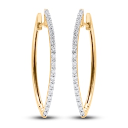 Diamond Hoop Earrings 1/6 ct tw Round 14K Yellow Gold