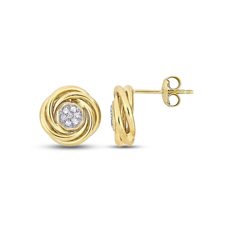 Natural White Topaz Stud Earrings 14K Yellow Gold