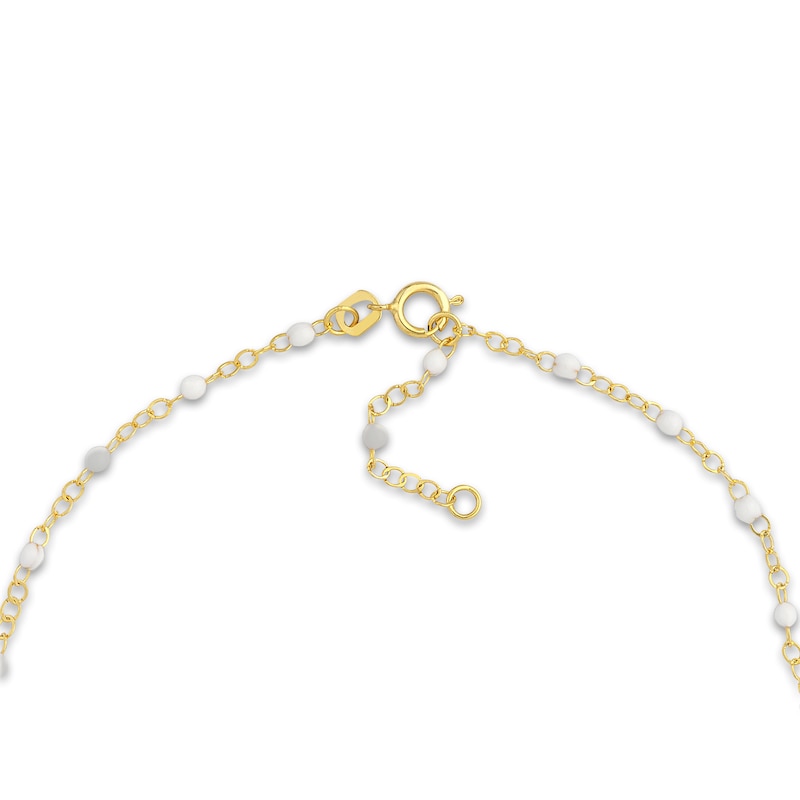 Main Image 3 of Bead Bracelet White Enamel 14K Yellow Gold 7.5&quot;