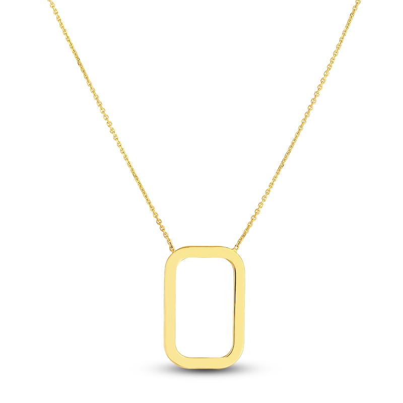 Open Rectangle Necklace 14K Yellow Gold 18"