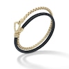 Thumbnail Image 0 of Marco Dal Maso Men's Double Black Leather Bracelet Sterling Silver/18K Yellow Gold-Plated 16"