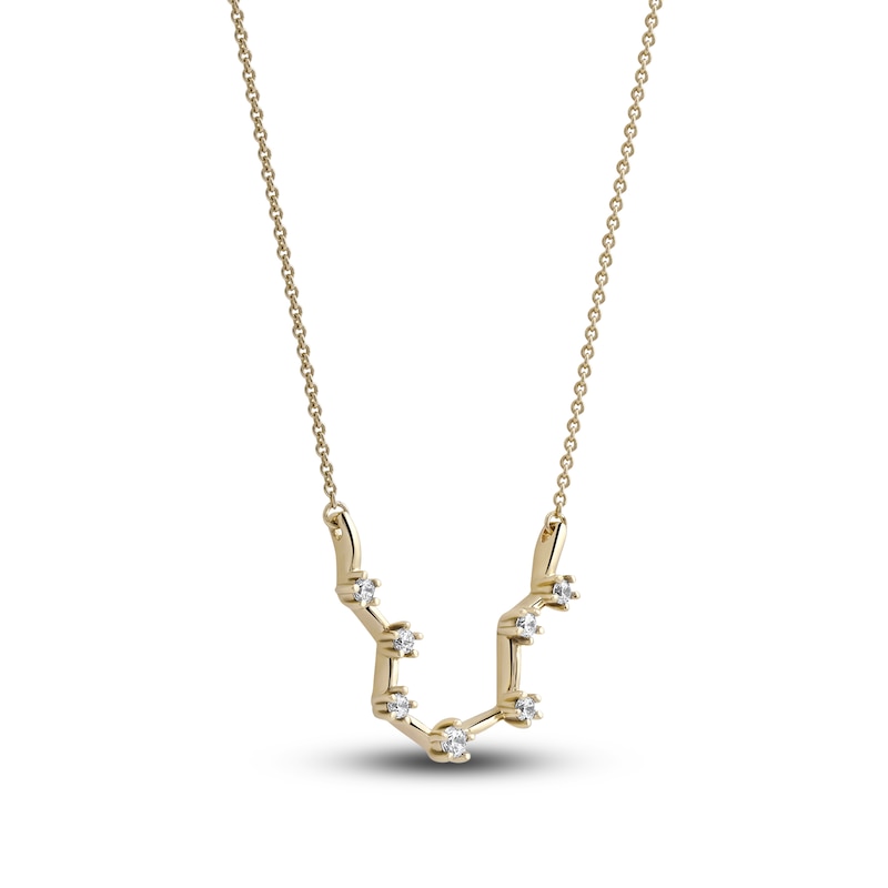 Main Image 2 of Diamond Aquarius Constellation Pendant Necklace 1/6 ct tw Round 14K Yellow Gold