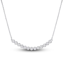 Diamond Bar Necklace 1/2 ct tw Round 14K White Gold 16&quot;