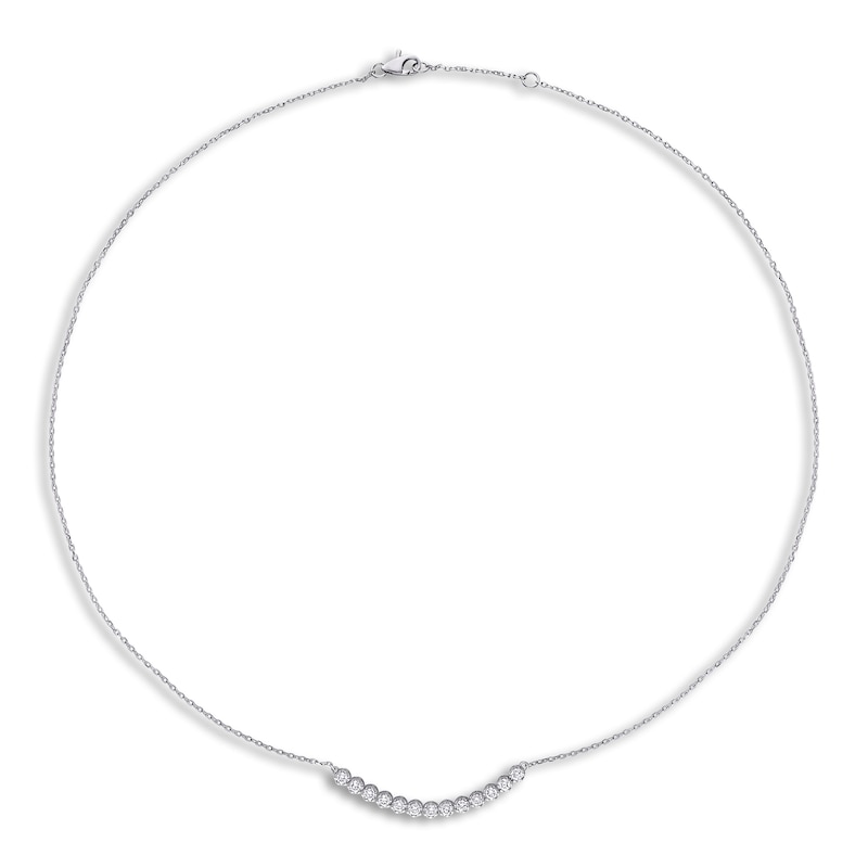 Main Image 3 of Diamond Bar Necklace 1/2 ct tw Round 14K White Gold 16&quot;