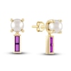 Thumbnail Image 0 of Juliette Maison Natural Amethyst Baguette and Freshwater Cultured  Pearl Earrings 10K Yellow Gold