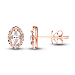 Diamond Stud Earrings 1/3 ct tw Marquise/Round 10K Rose Gold