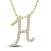 Thumbnail Image 1 of Diamond Initial H Pendant Necklace 1/10 ct tw Round 10K Yellow Gold 18&quot;