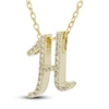 Thumbnail Image 2 of Diamond Initial H Pendant Necklace 1/10 ct tw Round 10K Yellow Gold 18&quot;